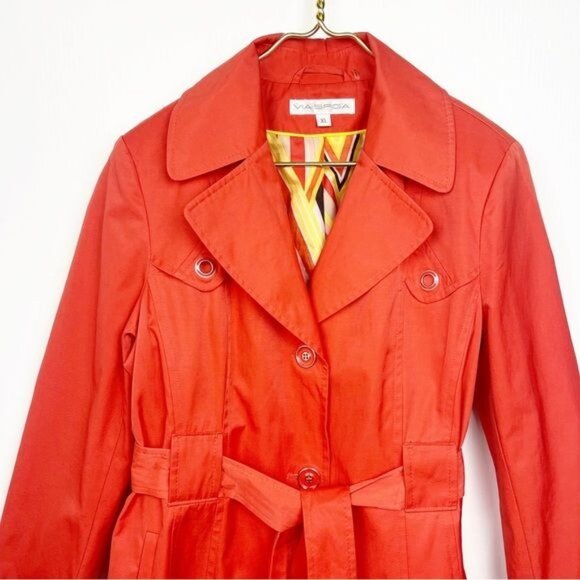 Via Spiga Trench Coat belted Vibrant Orange XL - Picture 4 of 11